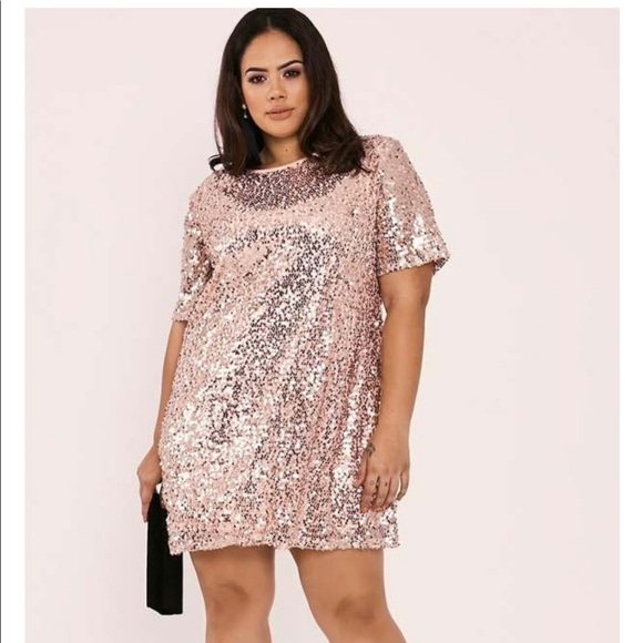 rose gold sequin t shirt dress